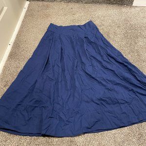 LINEN-BLEND MIDI SKIRT